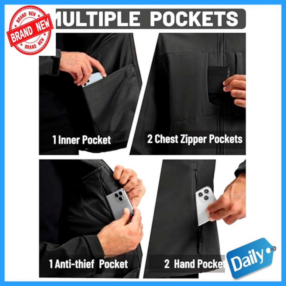 Men's Softshell Jacket Waterproof Windproof Hoode… - image 5